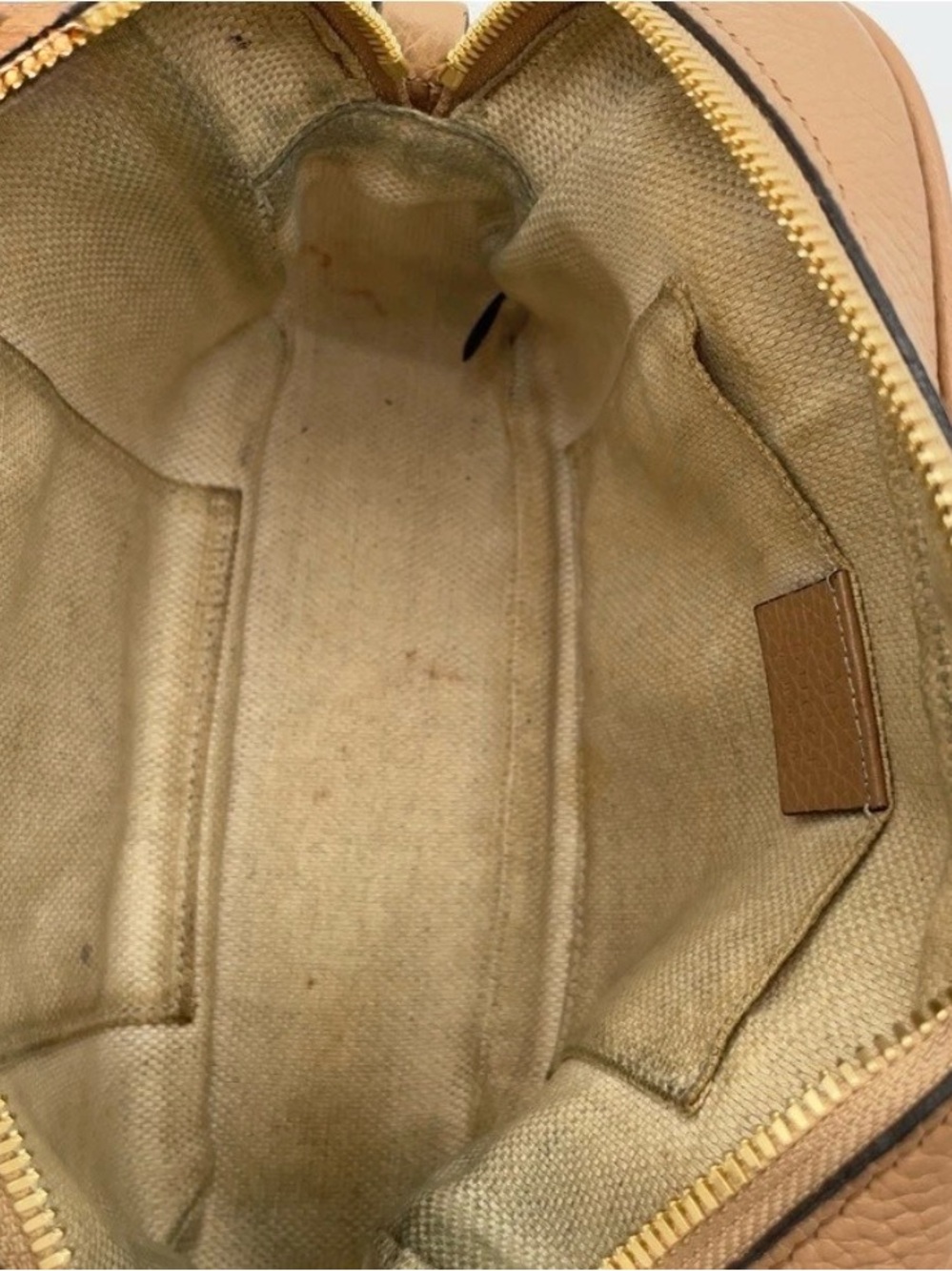 Auth GUCCI Sawhorse Small Disco Bag Pebbled Leather Beige 308364 W/Box/Dust-bag - Picture 9 of 11